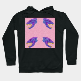 Diaphonized Hyena Skull Gold Teeth Pink Hoodie